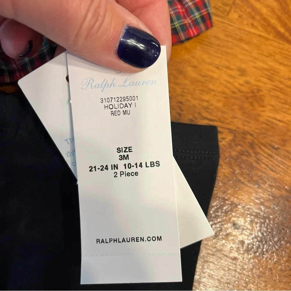 NWT Ralph Lauren Festive Red Black plaid set shirt leggings size 3 months